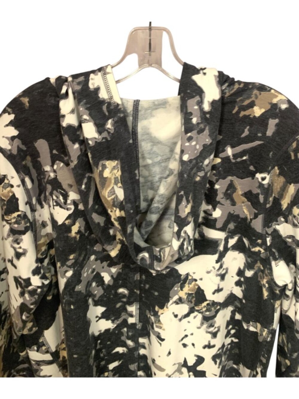 LOGO LOUNGE by Lori Goldstein Gray + White Camo Print Hooded Zip-Up Jacket 1X - Picture 7 of 8